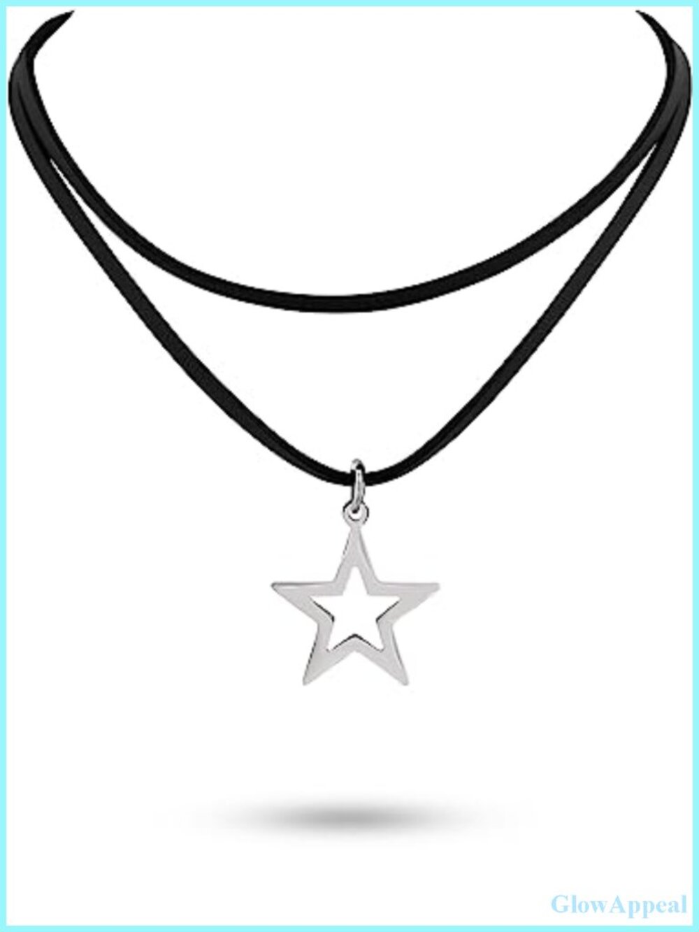 Layered Star Choker Necklace Stainless Steel Faux Leather Goth Boho Jewelry